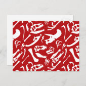 Dinosaur-Botten (rood) Briefkaart (Voorkant / Achterkant)