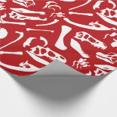Dinosaur-Botten (rood) Cadeaupapier (Hoek)