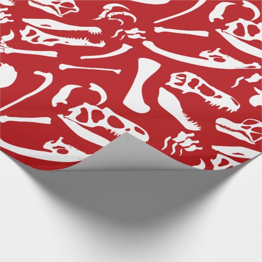 Dinosaur-Botten (rood) Cadeaupapier (Hoek)
