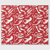 Dinosaur-Botten (rood) Cadeaupapier (Vlak)