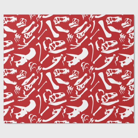 Dinosaur-Botten (rood) Cadeaupapier (Vlak)
