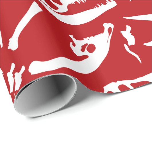 Dinosaur-Botten (rood) Cadeaupapier (Rol Hoek)
