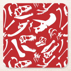 Dinosaur-Botten (rood) Kartonnen Onderzetters