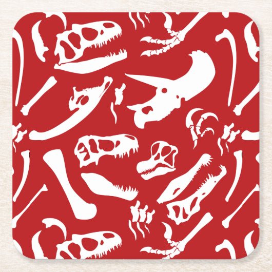 Dinosaur-Botten (rood) Kartonnen Onderzetters (Voorkant)