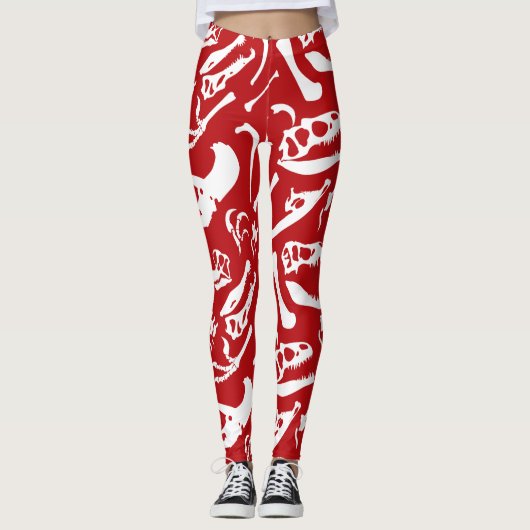 Dinosaur-Botten (rood) Leggings (Voorkant)