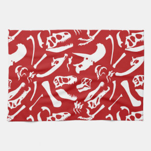 Dinosaur-Botten (rood) Theedoek