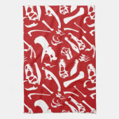 Dinosaur-Botten (rood) Theedoek (Verticaal)