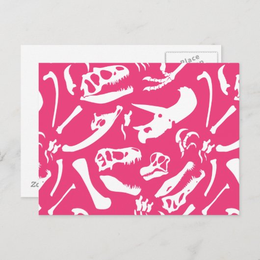 Dinosaur-Botten (roze) Briefkaart (Voorkant / Achterkant)
