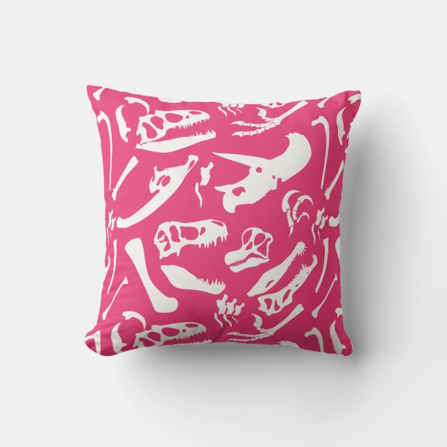 Dinosaur-Botten (roze) Kussen (Voorkant)