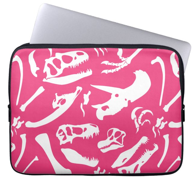 Dinosaur-Botten (roze) Laptop Sleeve (Voorkant)