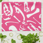 Dinosaur-Botten (roze) Theedoek (Gevouwen)