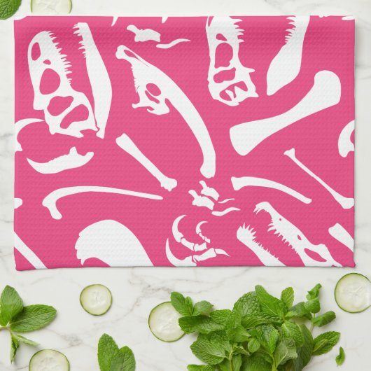 Dinosaur-Botten (roze) Theedoek (Gevouwen)