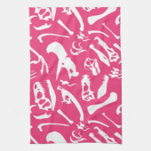 Dinosaur-Botten (roze) Theedoek (Verticaal)