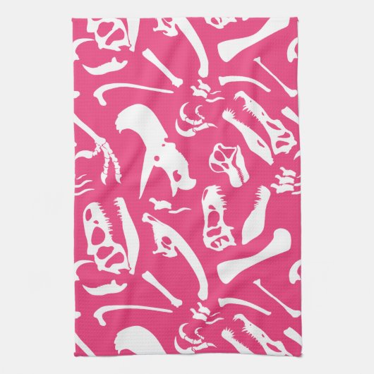 Dinosaur-Botten (roze) Theedoek (Verticaal)