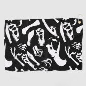 Dinosaur-Botten (zwart en wit) Golfhanddoek (Horizontaal)
