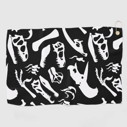 Dinosaur-Botten (zwart en wit) Golfhanddoek (Horizontaal)