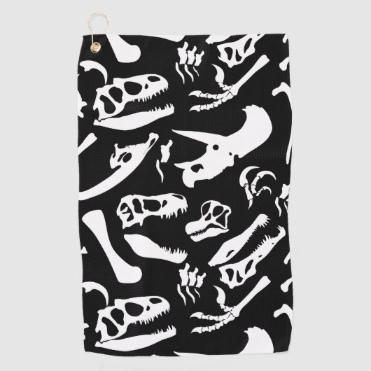 Dinosaur-Botten (zwart en wit) Golfhanddoek (Voorkant)