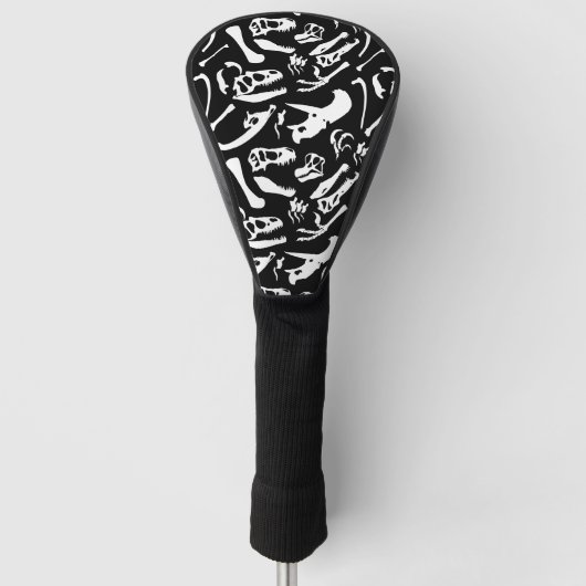 Dinosaur-Botten (zwart en wit) Golfheadcover (Voorkant)