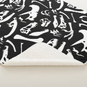 Dinosaur-Botten (zwart en wit) Sherpa Deken (3/4)