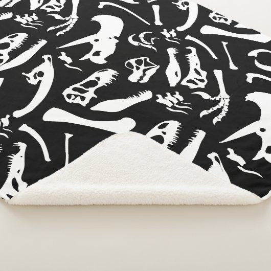 Dinosaur-Botten (zwart en wit) Sherpa Deken (3/4)