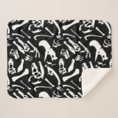 Dinosaur-Botten (zwart en wit) Sherpa Deken (Voorkant (horizontaal))