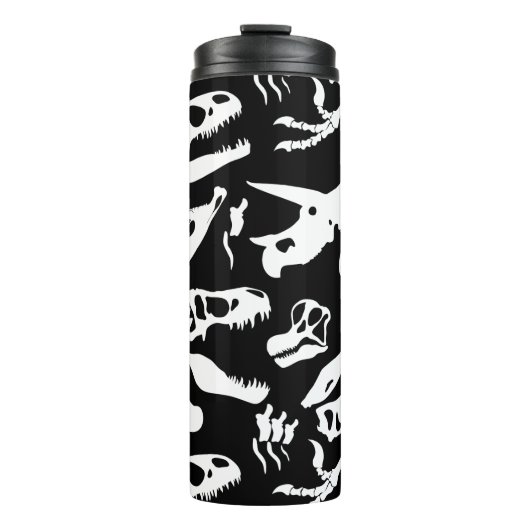 Dinosaur-Botten (zwart en wit) Thermosbeker (Voorkant)
