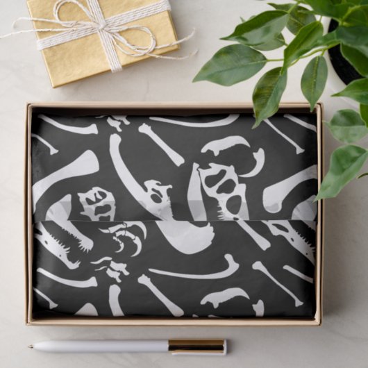 Dinosaur-Botten (zwart en wit) Tissuepapier (Geschenk)