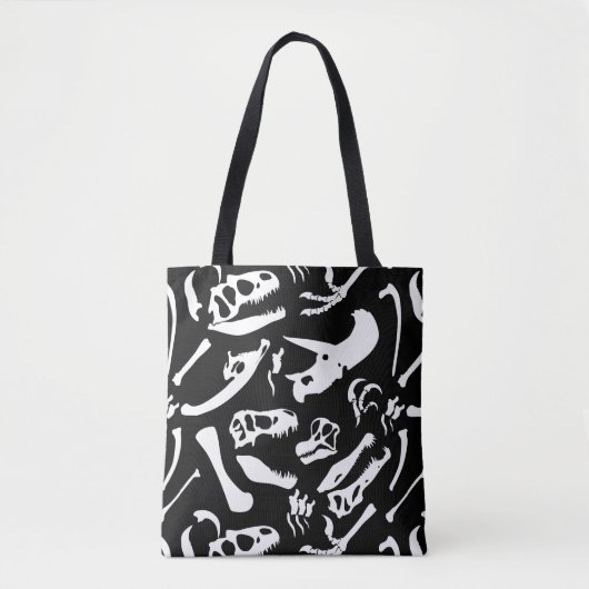 Dinosaur-Botten (zwart en wit) Tote Bag (Voorkant)
