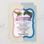 Dinosaur Bow & Gaming Joint Boy Girl Birthday Kaart (Voorkant / Achterkant)