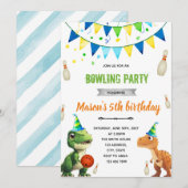 Dinosaur Bowling uitnodiging voor verjaardag (Voorkant / Achterkant)