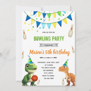 Dinosaur Bowling uitnodiging voor verjaardag