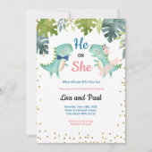 Dinosaur Bowtie of Tutu Dinosaur uitnodiging (Voorkant)