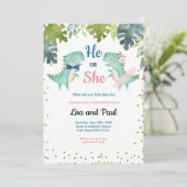 Dinosaur Bowtie of Tutu Dinosaur uitnodiging (Staand voorkant)