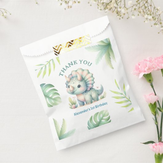 Dinosaur Boy 1e Verjaardag Schattige Dino Tropical Bedankzakje (Gezegeld)