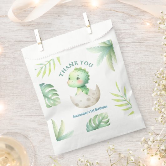 Dinosaur Boy 1st Birthday Schattige Dino Oerwoud Bedankzakje (Geknipt)