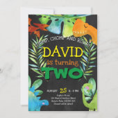 Dinosaur Boy 2nd Birthday Boys Dino Party Kaart (Voorkant)