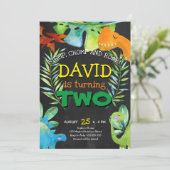 Dinosaur Boy 2nd Birthday Boys Dino Party Kaart (Staand voorkant)