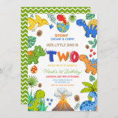 Dinosaur boy 2nd birthday kaart (Voorkant / Achterkant)
