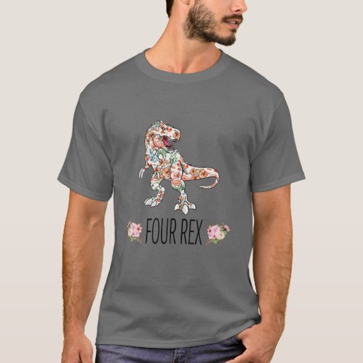 Dinosaur Boy 4nd Birthday 4 T-shirt (Voorkant)