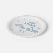 Dinosaur Boy Baby shower Blue Papieren Bordje (Gekanteld)