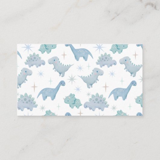 Dinosaur Boy Baby shower Diaper Raffle Ticket Informatiekaartje (Achterkant)