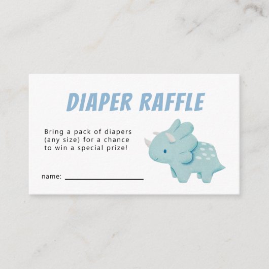 Dinosaur Boy Baby shower Diaper Raffle Ticket Informatiekaartje (Voorkant)