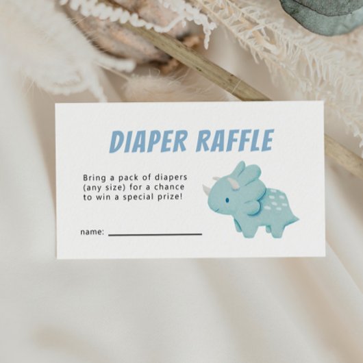 Dinosaur Boy Baby shower Diaper Raffle Ticket Informatiekaartje