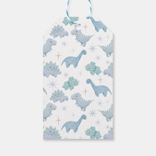 Dinosaur Boy Baby shower Favor Cadeaulabel (Achterkant)