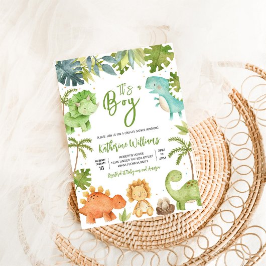 Dinosaur Boy Baby shower Kaart