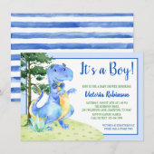 Dinosaur Boy Baby shower Kaart (Voorkant / Achterkant)