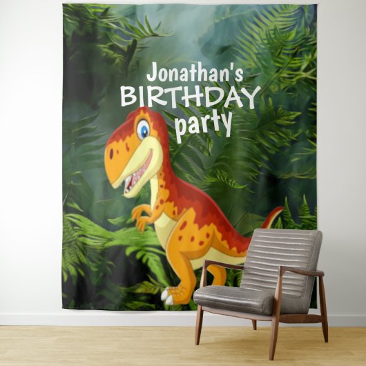 Dinosaur Boy BIRTHDAY Backdrop Wandkleed (In situ)
