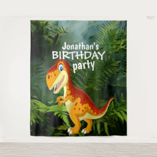 Dinosaur Boy BIRTHDAY Backdrop Wandkleed