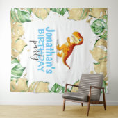 Dinosaur Boy BIRTHDAY Blue Backdrop Wandkleed (In Situ (horizontaal))