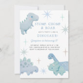 Dinosaur Boy Birthday Party Invitation Kaart (Voorkant)
